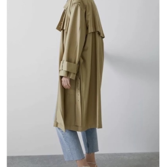 NWT Zara Womens Oversized Trench Coat Jacket Belted - Picture 3 of 14